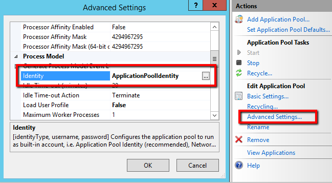 Advanced Settings Identity Information